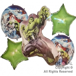 SET DE GLOBOS METALIZADO HULK 5 UNIDADES X 1